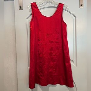 Vintage red satin stellar and celestial embroidered slip style nightgown. GUC!